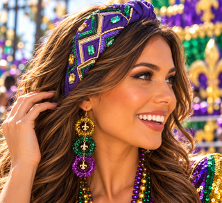 Mardi Gras Queen Chevron Headband
