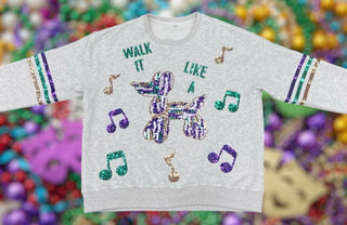 Mardi Gras Walk it Like a Dog Sequin Sweatshirt