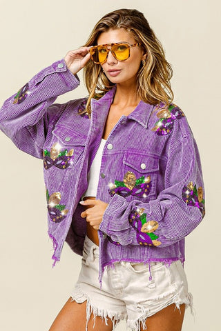 Sequin patch Mardi Gras Jacket