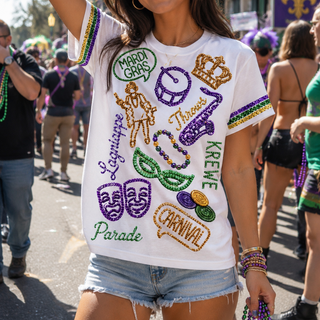 Lagniappe Sequin Mardi Gras Shirt
