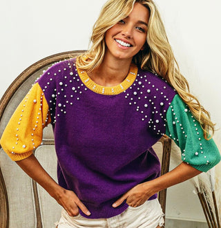 Pearl Mardi Gras Sweater 