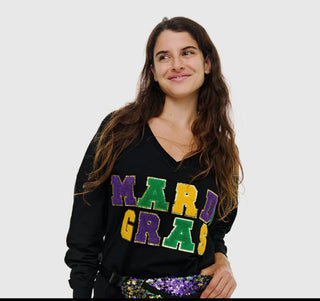 Mardi Gras Chenille Patch Shirt