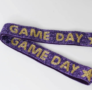 Purple & Gold beaded Purse Strap