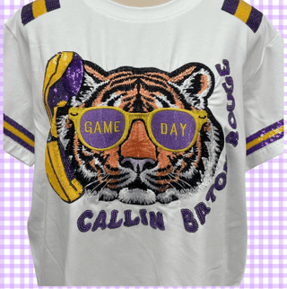 Callin Baton Rouge Tiger Sequin Patch Shirt