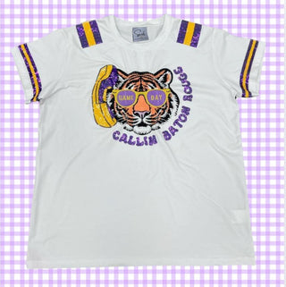 Callin Baton Rouge Tiger Sequin Patch Shirt