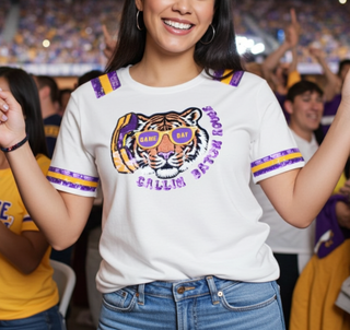Callin Baton Rouge Tiger Sequin Patch Shirt