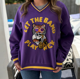 Let the Band Play Neck Purple Tiger Sweatshirt