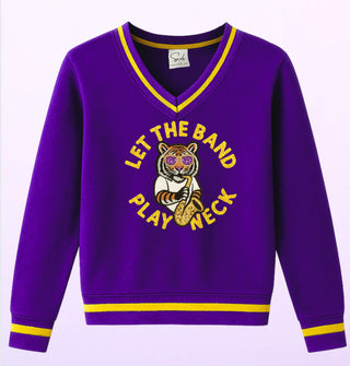 Let the Band Play Neck Purple Tiger Sweatshirt