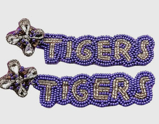 Tigers Earrings with Purple & Gold