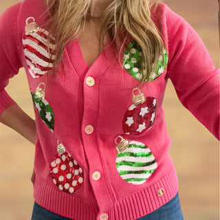 Ornament Sequin Christmas Cardigan 