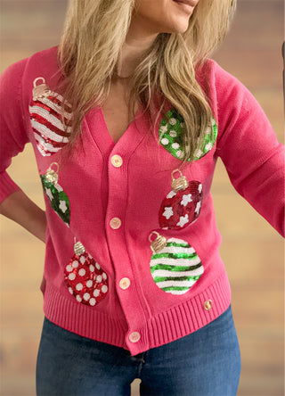 Ornament Sequin Christmas Cardigan 