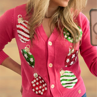 Ornament Sequin Christmas Cardigan 