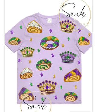 Mardi Gras King Cake Sequin T-Shirt