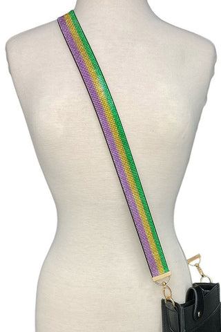 Mardi Gras bling striped Purse Strap