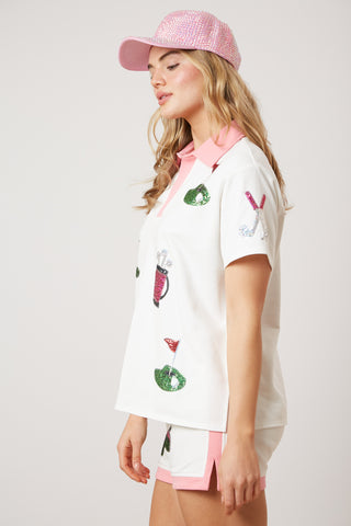 Golf Sequin Embroidery Top 