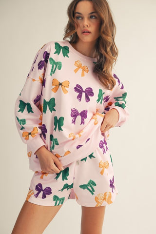 Mardi Gras Bows Short Set