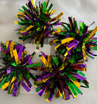 Mardi Gras Pom Pom Earrings