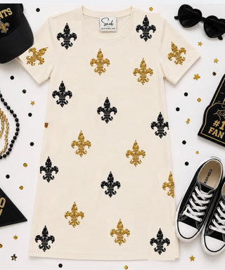 New Orleans Saints Sequin Fleur de lis Dress