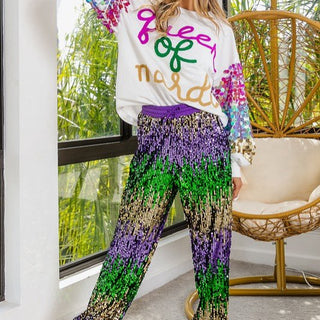 Sequin mardi gras pants