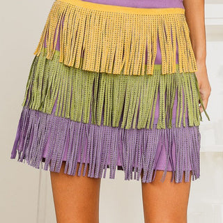 Mardi gras fringe skirt