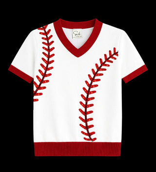 Baseball Sequin Sweater Top