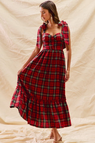 Check Plaid Midi Dress S Check Plaid Midi Dress S