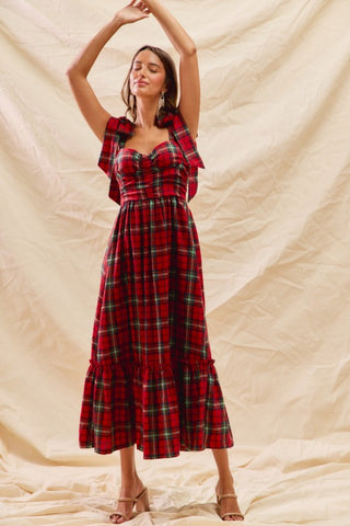 Check Plaid Midi Dress S Check Plaid Midi Dress S