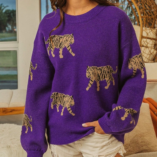 Tiger sweater purple 