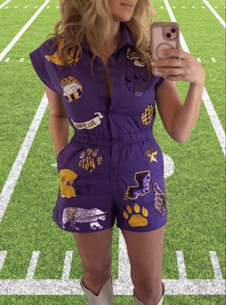 Sequin lsu romper