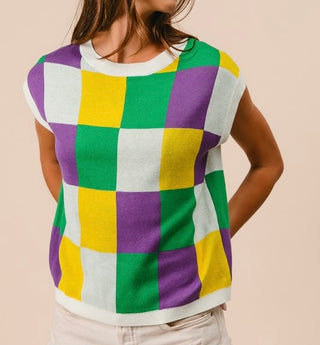 Mardi Gras Checkered Tank 