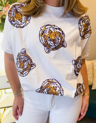 Tiger Sequin Head T-Shirt