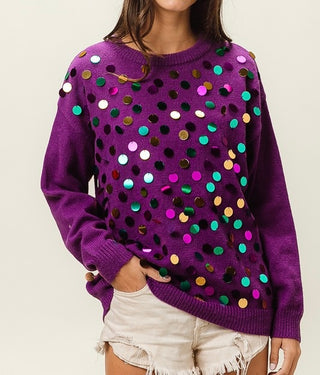 Mardi Gras Sequin Sweater 