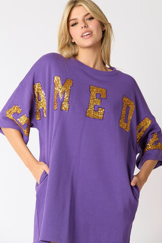 Purple & Gold Game Day Dress