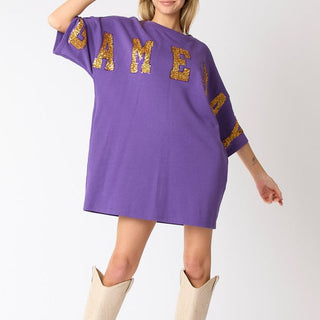 Purple gold game day dress 