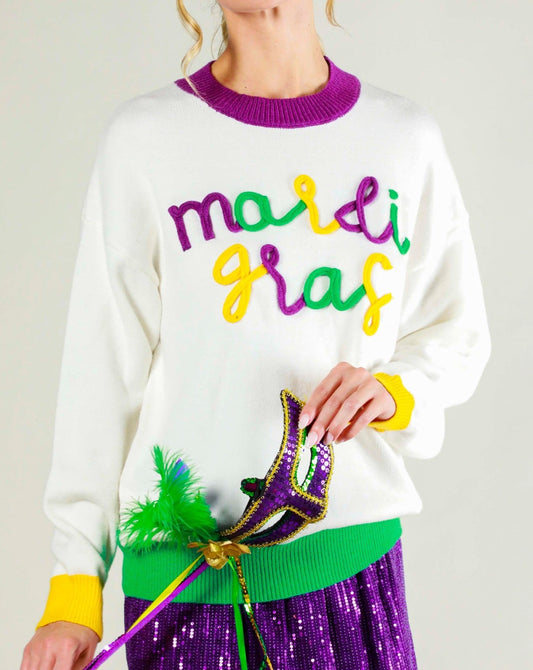 Mardi Gras letter sweater vine and love 