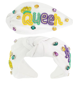 Mardi Gras Queen Beaded Headband 