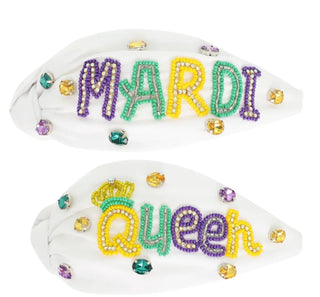 Mardi Gras Queen Beaded Headband 