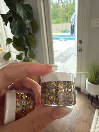 Callin' Baton Rouge Purple Gold Glitter Gel