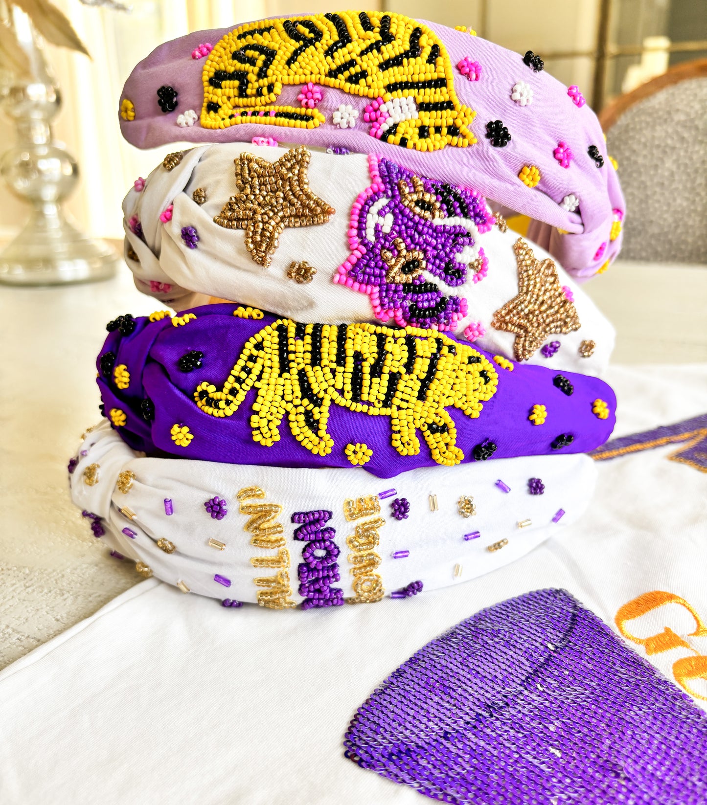 LSU tigers Game day Beaded Headband