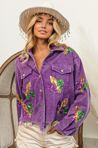 Sequin patch Mardi Gras Jacket 