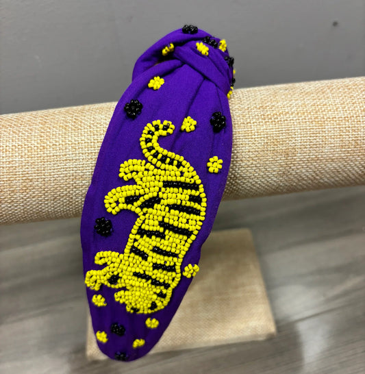 LSU tigers Game day Beaded Headband