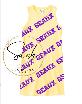 Sequin Geaux yellow Tank Dress
