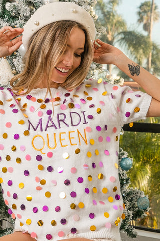 Short sleeve Queen of Mardi Sweater 