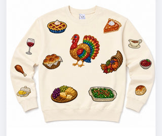 sequin turkey thanksgiving sweatshirt