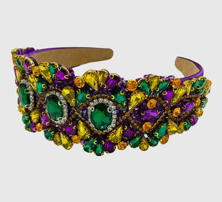 Mardi Gras Jeweled Headband with Green jewels