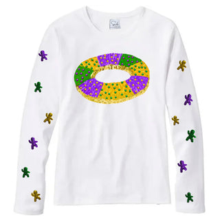 Mardi Gras King Cake Sequin T-Shirt
