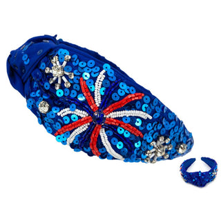 Fireworks Americana Blue Beaded Headband 