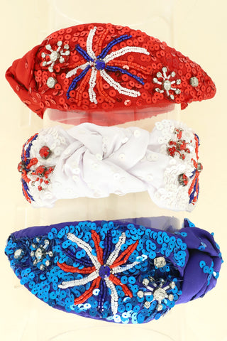 Fireworks Americana Blue Beaded Headband 