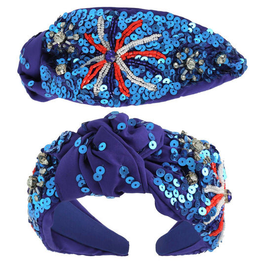 Fireworks Americana Blue Beaded Headband