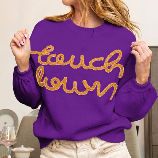 Purple & Gold Game Day letters Classic Sweater